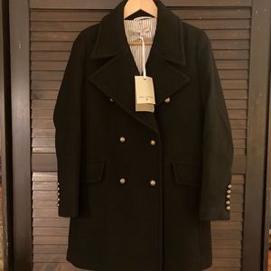 NWT S Nili Lotan x Target Double Breasted Wool Coat Small Black Buttoned